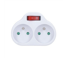 Solight Anschlussdose 2x 10A weiß / Schalter