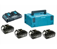 Makita 198091-4 / Li ION LXT 18V 4-teiliges Set / BL1860B+1 Stück / Doppelladegerät DC18RD+1 Stück / Makpac