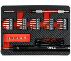 YATO YT-27930 / Präzisions-Akkuschrauber 3,6V SET 39-tlg. / 450 mAh / LED 