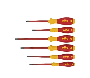 Wiha 35389 SoftFinish electric slimFix Schraubendreher-Set / 4 Schlitz- und 2 Kreuzschlitzschraubendreher / 6-tlg