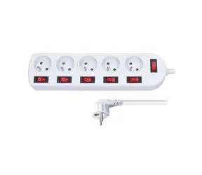 Solight PP144 Verlängerungskabel 5 Steckdosen 3M weiß / 6x Schalter