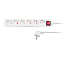 Solight PP70 Verlängerungskabel 6 Steckdosen 1,5m weiß / Schalter