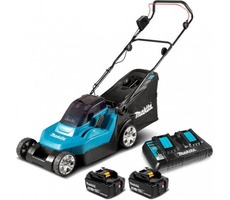 Makita DLM432PT2 / Akku-Rasenmäher / 18V / 3600 U/min / Breite 43 cm / Korb 50 l / 2x 5Ah Akkus
