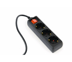 Gembird EG-PSU3-01 schwarz / USV-Steckdose / 3 Steckdosen + Schalter / 230V-16A / 0,6m