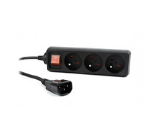 Gembird EG-PSU3F-01 schwarz / USV-Steckdose / 3 Steckdosen + Schalter / 230V-16A / 0,6m