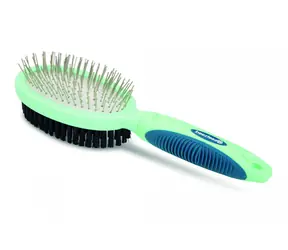 Beeztees Doppelseitige Bürste mit Borsten und Edelstahlspitzen 25 cm