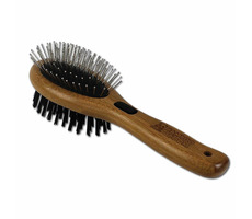 BAMBOO GROOM Große Bürste kombiniert mit Borsten und Edelstahlspitzen