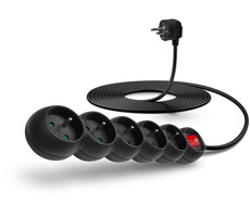 Connect IT CES-1005-BK Verlängerungskabel 230V schwarz / 5m / 5 Steckdosen / Schalter