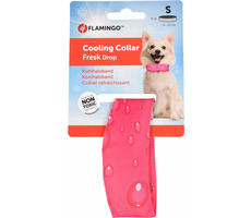Flamingo Kühlhalsband für Hunde, Fuchsia-Tropfenmuster - Größe S 16-22 cm