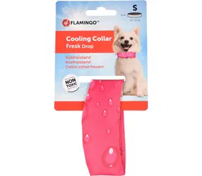 Flamingo Kühlhalsband für Hunde, Fuchsia-Tropfenmuster - Größe S 16-22 cm