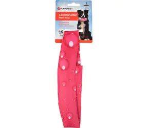 Flamingo Kühlhalsband für Hunde, Fuchsia-Tropfenmuster - Größe L 49-56 cm