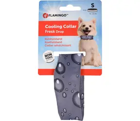 Flamingo -Kühlhalsband für Hunde, Tropfenmuster, schwarz - Größe S 16-22 cm
