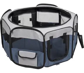 Flamingo FLAVIO Laufstall für Hunde graublau 74x74x35cm