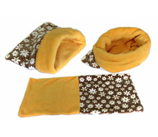 Marysa Bett 3 in 1 für Welpen und Kätzchen, braun, Blumen-Gelb