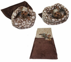 Marysa DE LUXE 3in1 Katzenbett dunkelbraun-geblümt - Größe XL