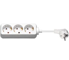 MicroConnect Verlängerungskabel mit 3 Steckdosen, 3M, weiß