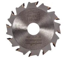 DeWalt DT1306 / Nutscheibe für Abricht- und Fügemaschinen / Durchmesser 102 x 22 mm / Schnittbreite 3,9 mm / Zähnezahl 12