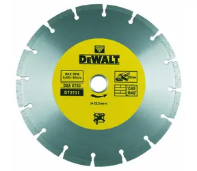 DeWalt DT3731 / Segmentierte Diamantscheibe / Durchmesser 230x22,2 mm / Breite 7 mm / Anzahl der Segmente 9
