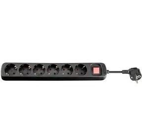 MicroConnect Verlängerungskabel 6 Steckdosen 3M schwarz / mit Schalter / Schuko