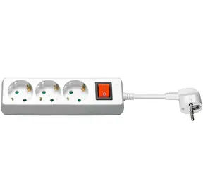 MicroConnect Verlängerungskabel mit 3 Steckdosen , 3M, weiß / mit Schalter / Schuko