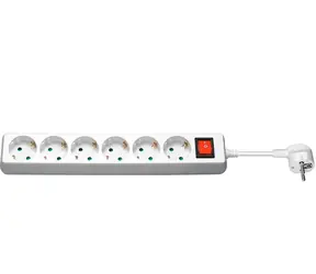 MicroConnect Verlängerungskabel 6 Steckdosen 10m weiß / mit Schalter / Schuko 