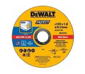 DeWalt DT20540 / Trennscheibe für Edelstahl / Durchmesser 125 x 22,23 mm / Breite 1,0 mm / 100 Stück