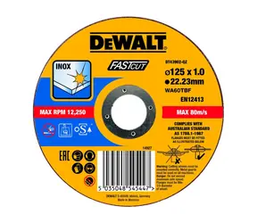 DeWalt DT43902 / Trennscheibe für Edelstahl / Durchmesser 125 x 22,2 mm / Breite 1,0 mm