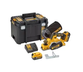 DeWalt DCP580P2 / Akku-Hobel / 18V / 15.000 U/min / Breite: 82 mm / Tiefe: 2 mm / 2x 5Ah / Ladegerät / Koffer