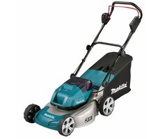 Makita DLM463PT2 / Akku-Rasenmäher / 2x 18V / 3300 U/min / bis zu 1600 m2 / Breite 46 cm / Korb 60 l / 2x 5,0Ah