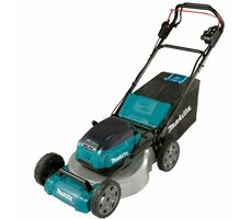 Makita DLM465PT4 / Akku-Rasenmäher / 2x 18V / 3300 U/min / bis zu 1900 m2 / Breite 46 cm / Korb 60 l / Ohne Akku