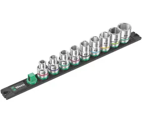 Wera Magnetschiene C Imperial 1 / mit einem Satz Zoll-Steckköpfe / Anschluss Innenvierkant 1/2" / 9-teilig