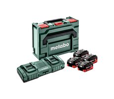 Metabo 685135000 Ladegerät-Set ASC 145 DUO + 4X Akkus + Box / 18V / 4x8Ah / Li-HD / MetaBOX 145