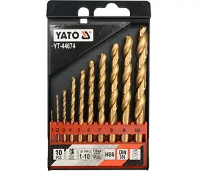 YATO YT-44674 / Eisenbohrer-Set / HSS-TiN / 10 Stück / 1-10 mm