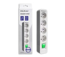Qoltec 50288 Verlängerungskabel 4 Steckdosen 1,8 m grau / Schalter