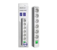 Qoltec 50292 Verlängerungskabel 6 Steckdosen 1,8 m weiß - grau / Schalter 