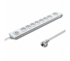 Qoltec 50293 Verlängerungskabel 8 Steckdosen 1,5 m weiß / Schalter