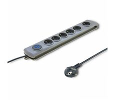 Qoltec 50199 Verlängerungskabel 6 Steckdosen 5m grau / Schalter 