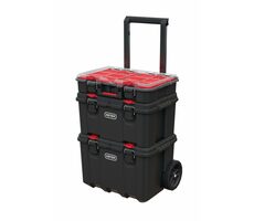 Keter Stack&#39;N&#39;Roll Mobile System schwarz / 3er-Set Koffer auf Rollen / 42,5 x 69,4 x 41,1 cm 