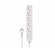 Savio LZ-10 Verlängerungskabel 5 Steckdosen 5m weiß / Schalter 