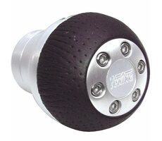 Carpoint Schalthebelkopf Aluminium (schwarzes Leder) / universal