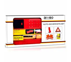 Aroso Auto-Sicherheitsset - 2x Warnweste / Dreieck / Alkoholtester / LED-Taschenlampe
