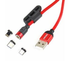 AMiO Handy-Ladekabel USB-C / microUSB / Lightning - Länge 1m / magnetisch / Strom 2,4A