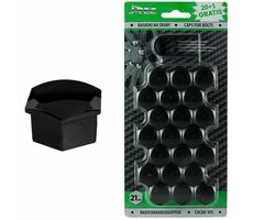 AMiO Schutzkappen schwarz / Kunststoffkappen für Schrauben / Radmuttern 21mm - schwarz / 21er-Set