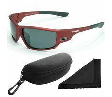 Polarized Sonnenbrille 96 - rotes Gestell / dunkle Gläser / polarisierte Gläser / Etui und Stoff
