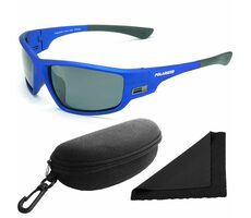 Polarized Sonnenbrille 96 - blaues Gestell / dunkle Gläser / polarisierte Gläser / Etui und Stoff