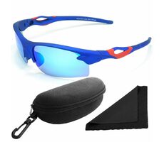 Polarized Sonnenbrille 174 - blaues Gestell - blaue verspiegelte Gläser/polarisierte Gläser/Etui