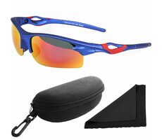 Polarized Sonnenbrille 174 - blaue Rahmen - rotgoldene Spiegelgläser / polarisierte Gläser
