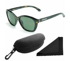 Polarized Sonnenbrille 206 - braunes Tarnmuster - grüne Gläser / polarisierte Gläser / Etui und Stoff 