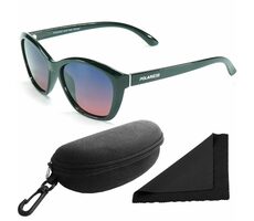 Polarized Sonnenbrille 206 - schwarzes Gestell - blau-rosa Gläser / polarisierte Gläser / Etui und Stoff
