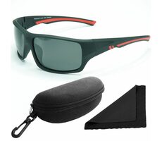 Polarized Sonnenbrille 247 - schwarz-roter Rahmen / dunkle Gläser / polarisierte Gläser / Etui und Zubehör